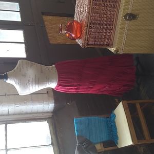 Gorgeous "Fei" Long Red Cotton Skirt (size medium)